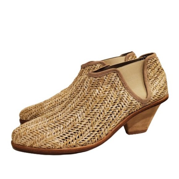 New Matt Bernson Marlow Woven Raffia Bootie Chestnut Size 9.5 - Picture 2 of 7